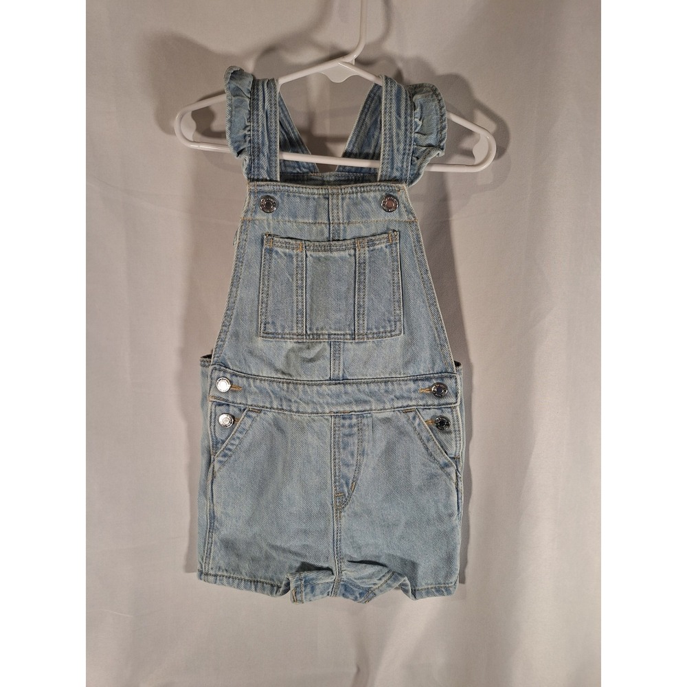 Baby Gap Denim Shortall Overalls Light Wash Ruffle Strap 2 Years Toddler Blue